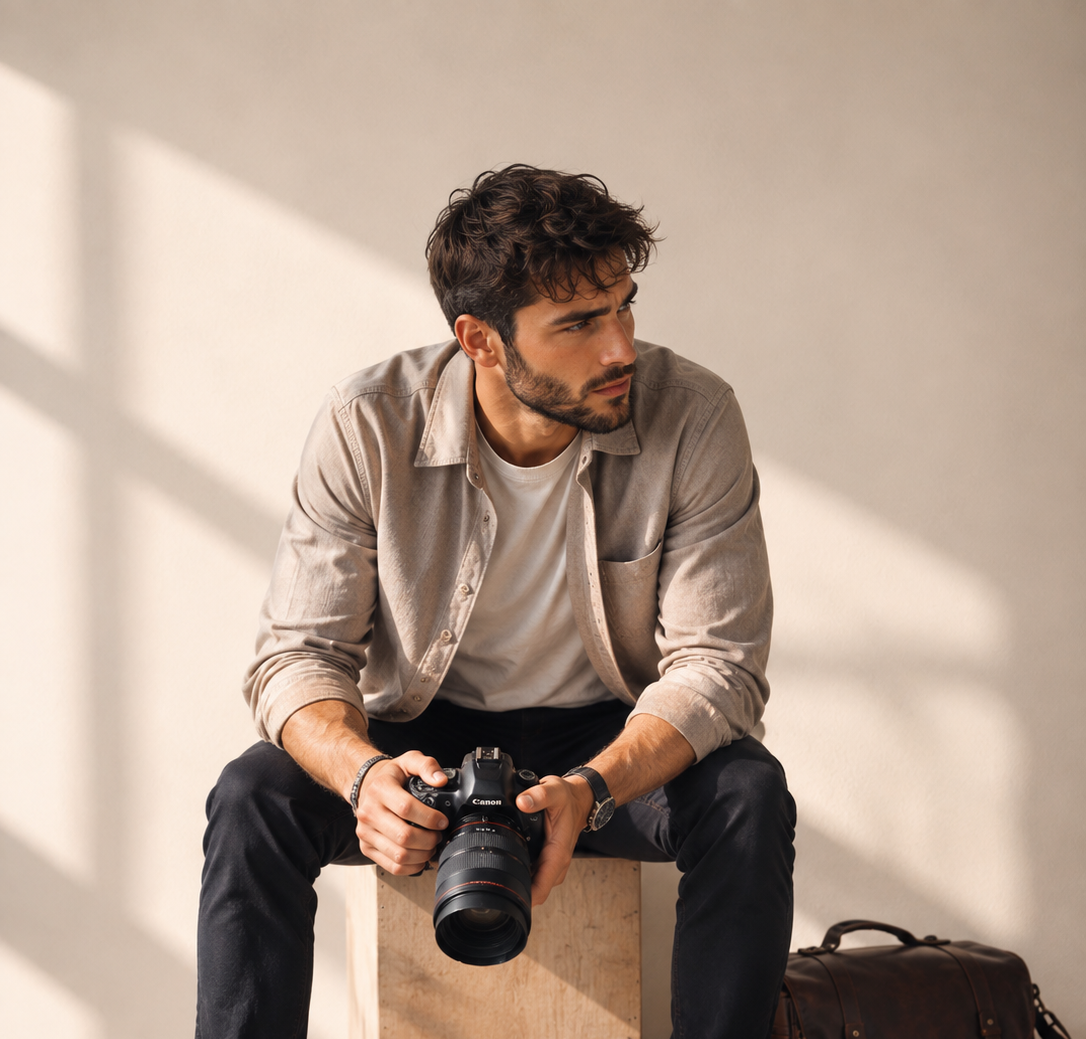 Photographe professionnel en séance — équipe d'agents MILLR Mind